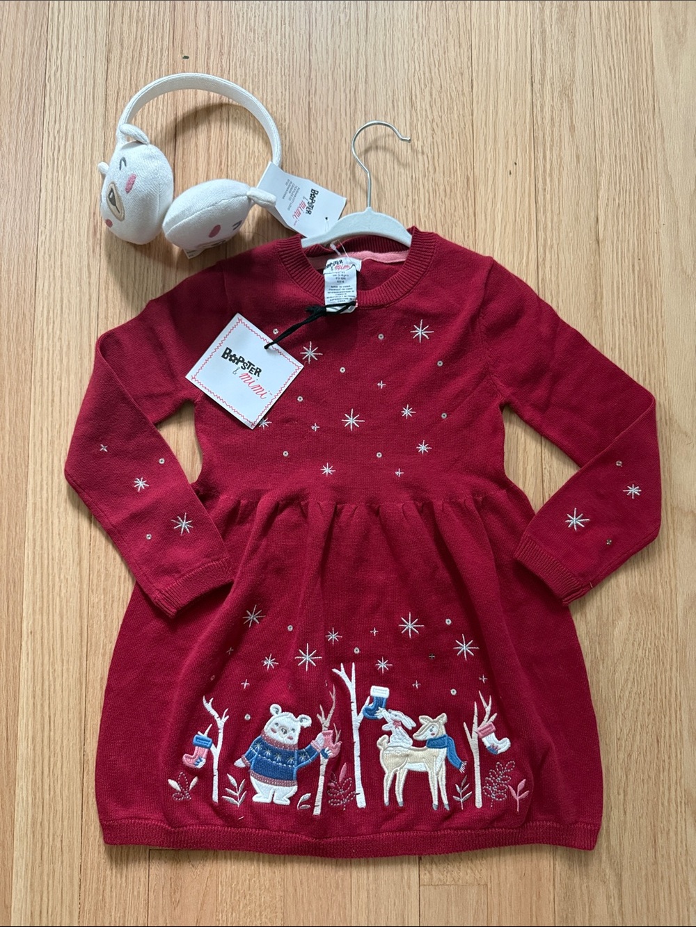 4T Red Holiday Knit Dress for Kids